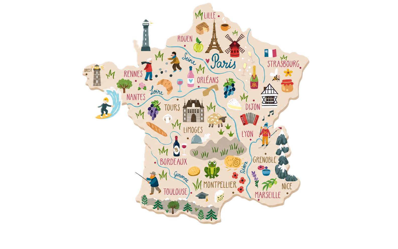 Carte illustrée de la France